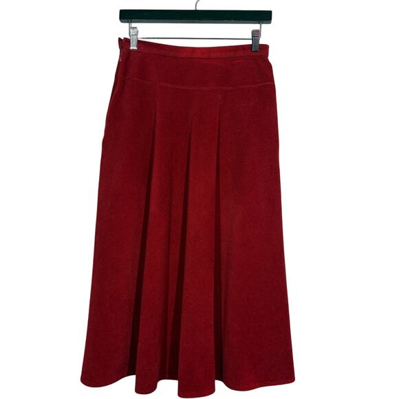 Vintage 70s Vanity Fair Felted A Line Skirt Midi Rust Red Casual Soft - 12 - Picture 1 of 6